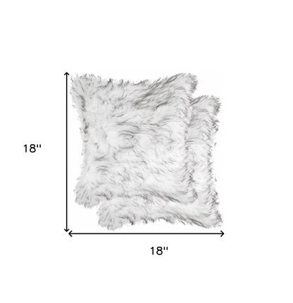 18" X 18" X 5" Gradient Gray Faux Fur  2Pack Pillow-6
