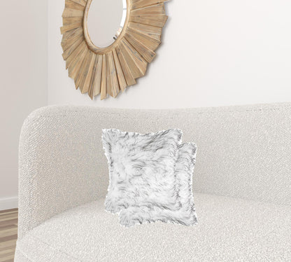 18" X 18" X 5" Gradient Gray Faux Fur  2Pack Pillow-1