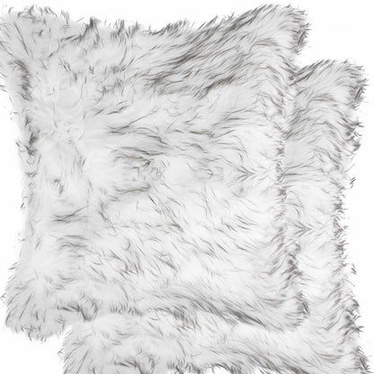 18" X 18" X 5" Gradient Gray Faux Fur  2Pack Pillow-5