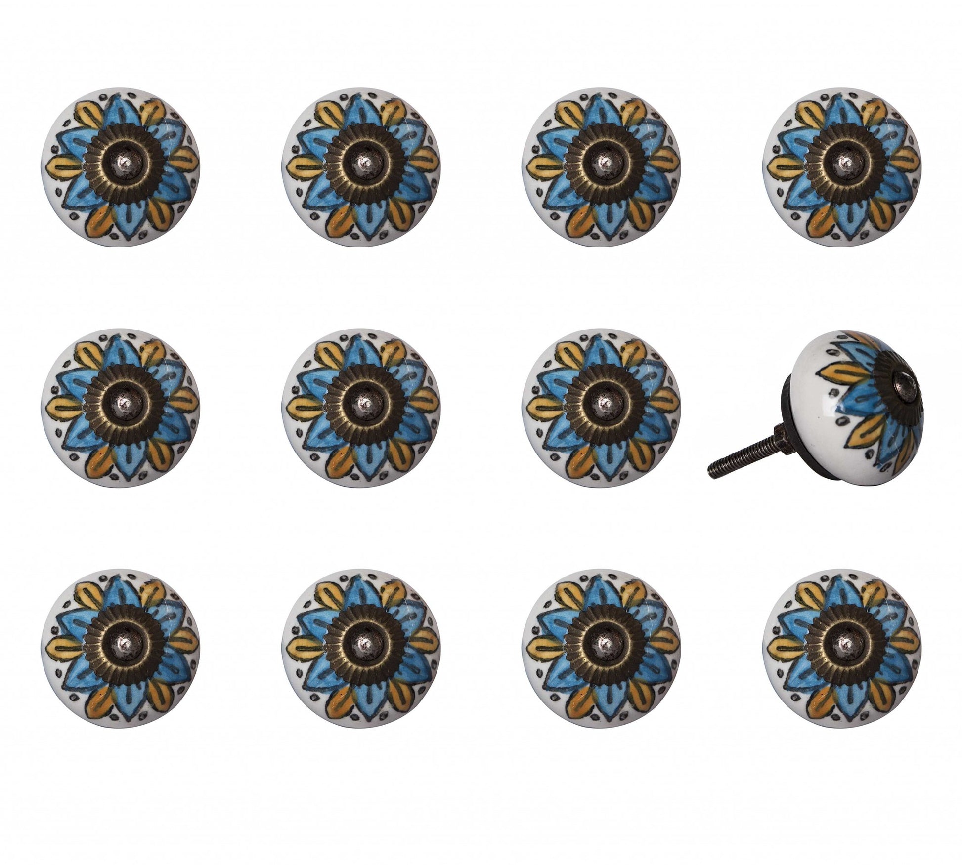 1.5" X 1.5" X 1.5" Ceramic Metal Multicolor 12 Pack Knob-2