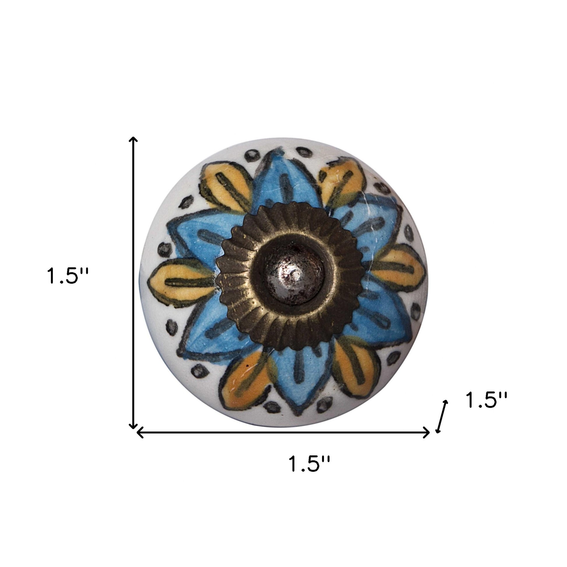 1.5" X 1.5" X 1.5" Ceramic Metal Multicolor 12 Pack Knob-5