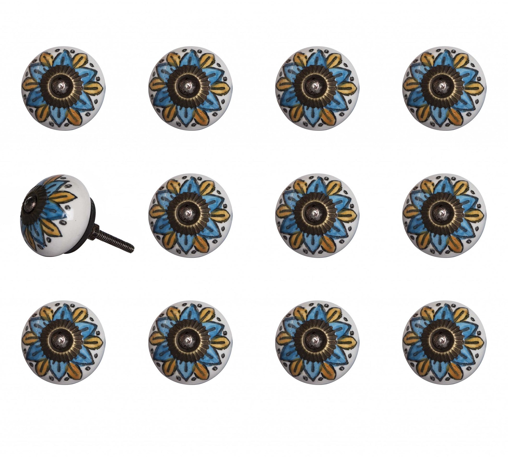 1.5" X 1.5" X 1.5" Ceramic Metal Multicolor 12 Pack Knob-4