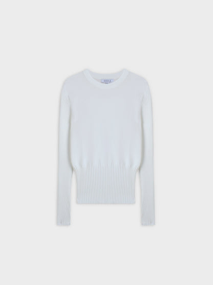 RIBBED WAISTED SWEATER-WHITE-1