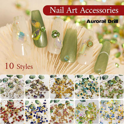 10 Aurora Colorful 3D Nail Art Crystals Heart and Diamond Styles-0