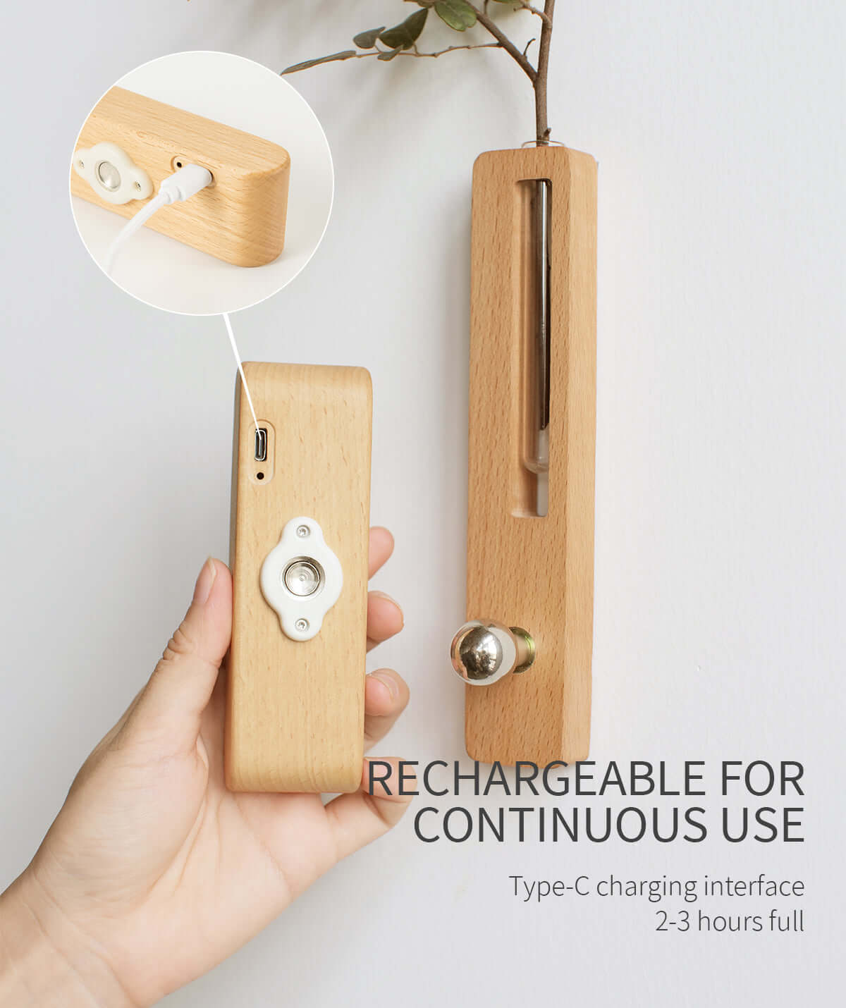 360 Degree Motion Sensor Solid Wood Vase Wall Light-2