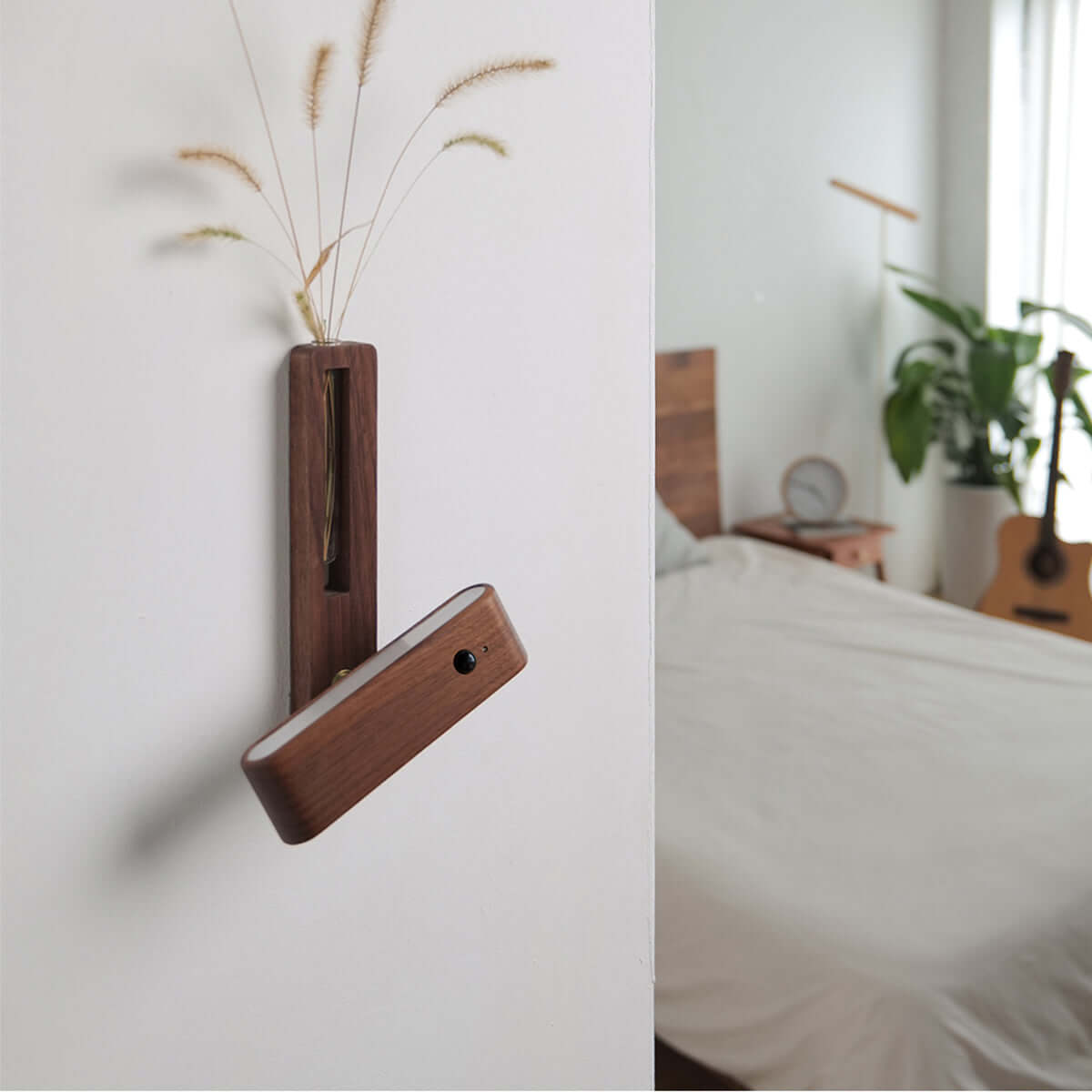 360 Degree Motion Sensor Solid Wood Vase Wall Light-5