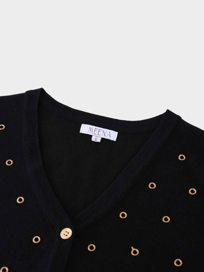 Grommet Cardigan-Black-2