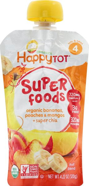 Happy Tot Organic Stage 4 Pouch Food Banana, Mango & Peach (16x4.22 Oz)-1