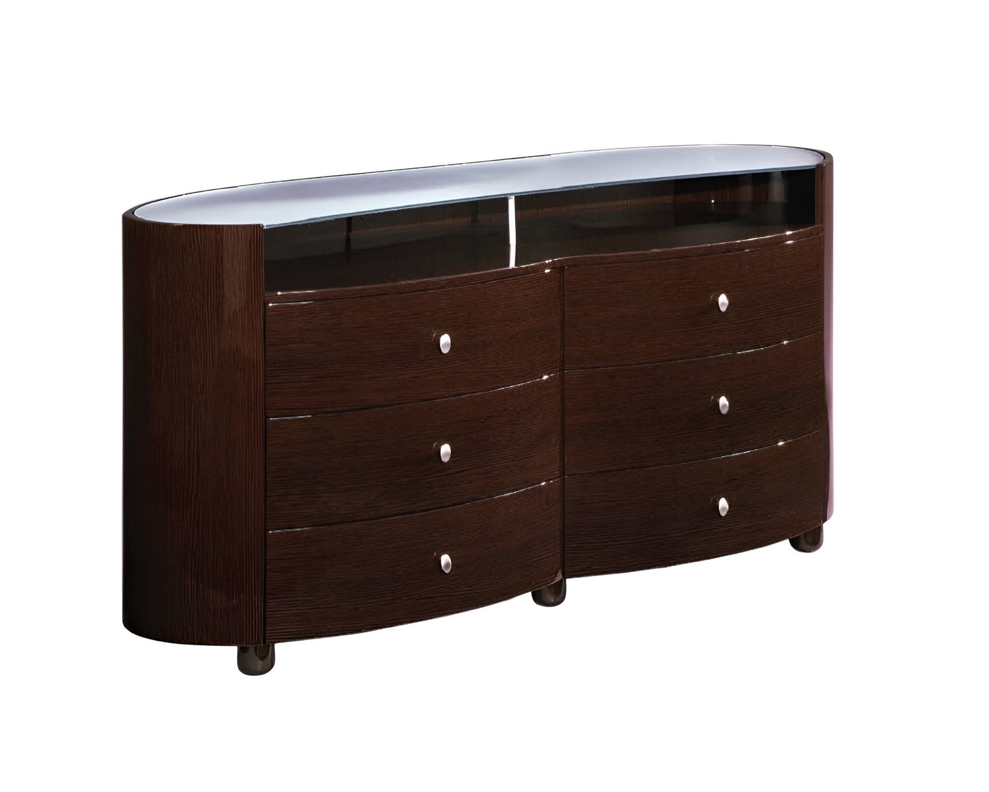 63" Brown Wood Six Drawer Dresser-1