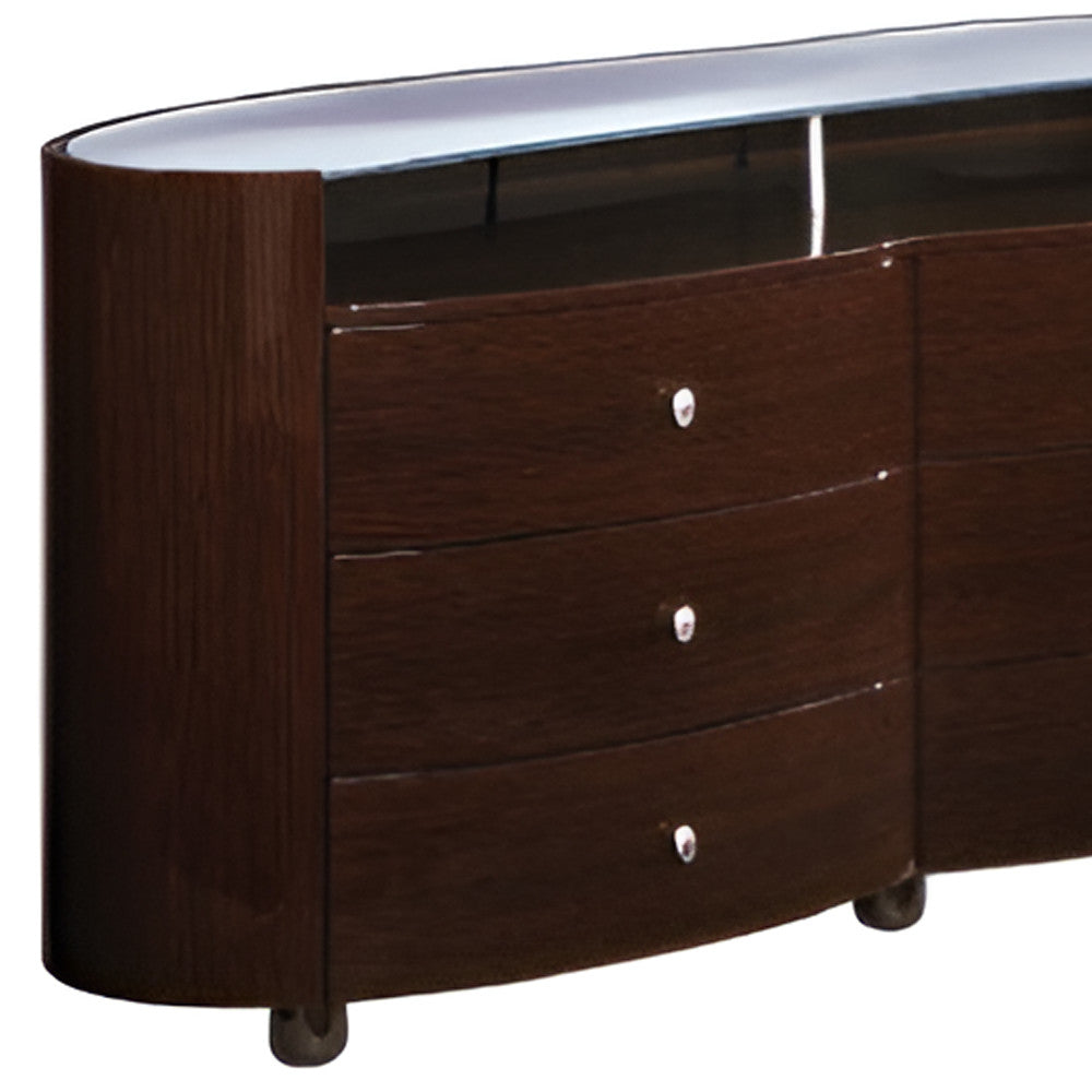 63" Brown Wood Six Drawer Dresser-3