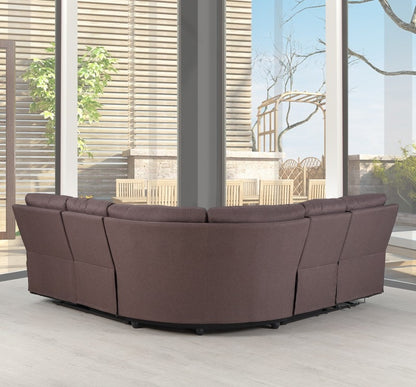 Brown Polyester Blend Reclining U Shaped Three Piece Corner Sectional-6