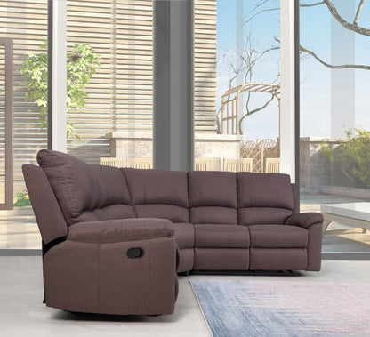 Brown Polyester Blend Reclining U Shaped Three Piece Corner Sectional-7