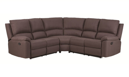 Brown Polyester Blend Reclining U Shaped Three Piece Corner Sectional-0