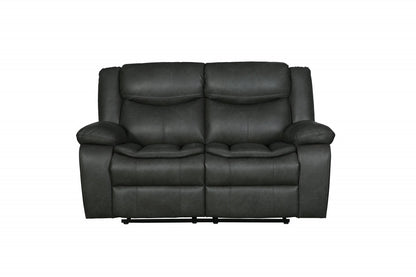 64" Gray Faux Leather Manual Reclining Love Seat-0