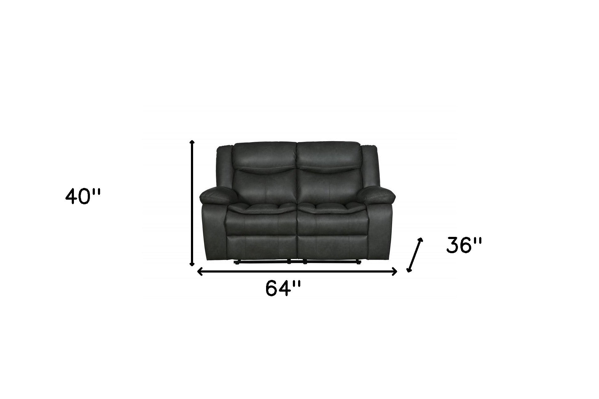 64" Gray Faux Leather Manual Reclining Love Seat-5