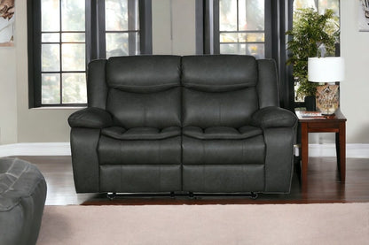64" Gray Faux Leather Manual Reclining Love Seat-1