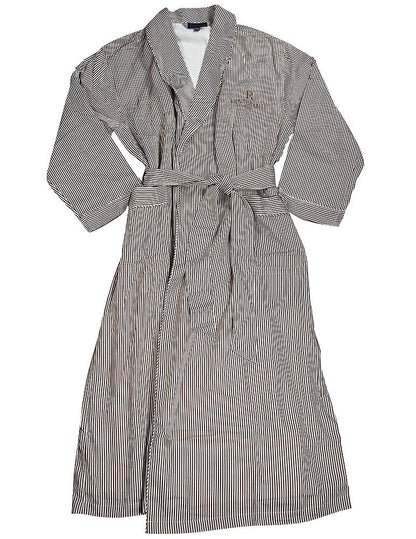 Majestic International - Mens Long Sleeve Striped Spa Robe-2