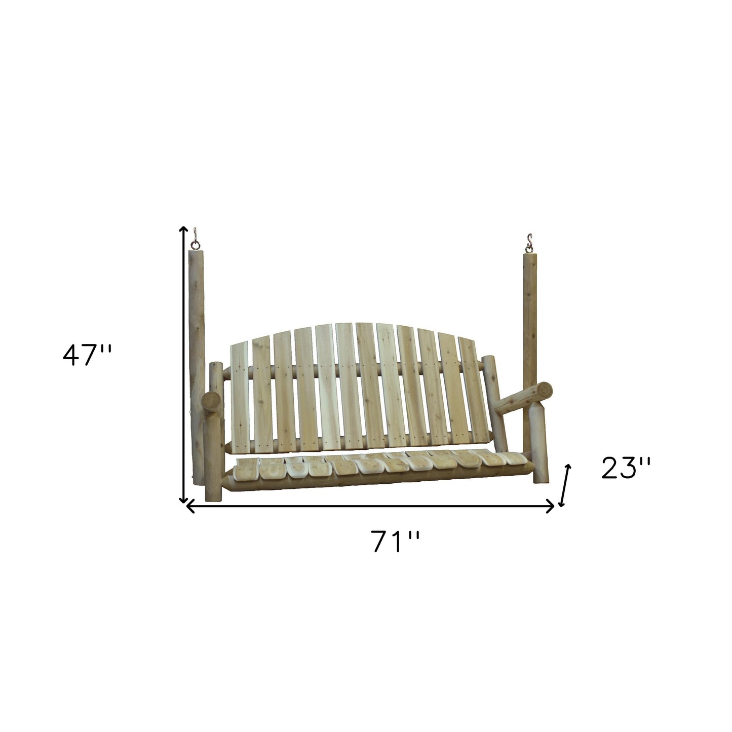 71" Natural Solid Wood Swing Chair-5