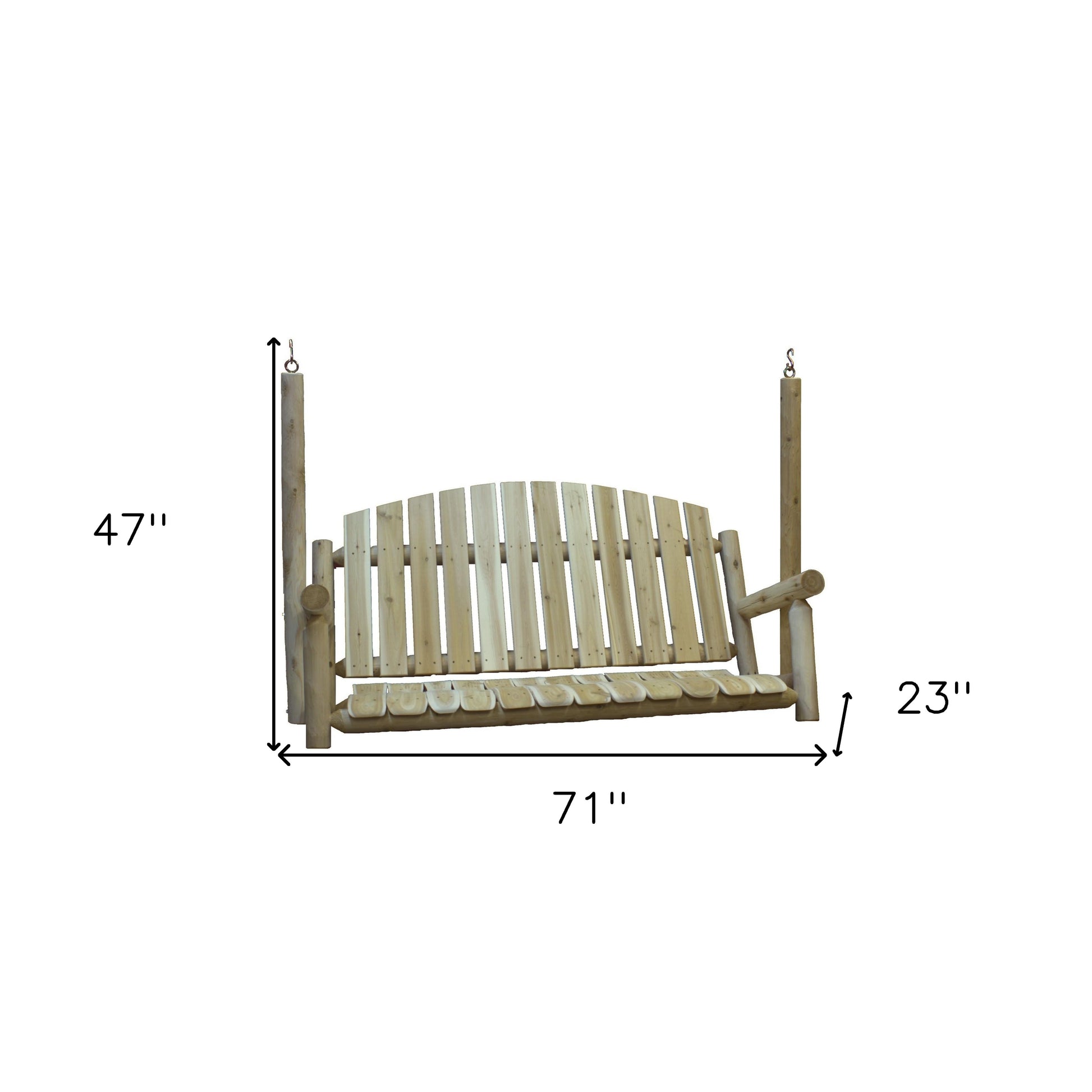 71" Natural Solid Wood Swing Chair-5
