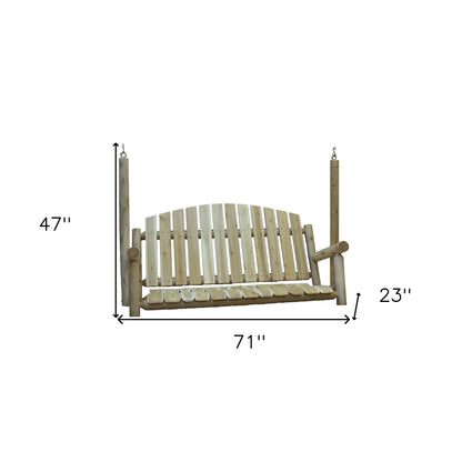 71" Natural Solid Wood Swing Chair-5