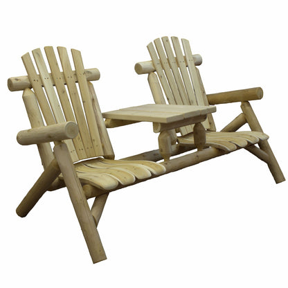 66" Natural Solid Wood Adirondack Chair-1