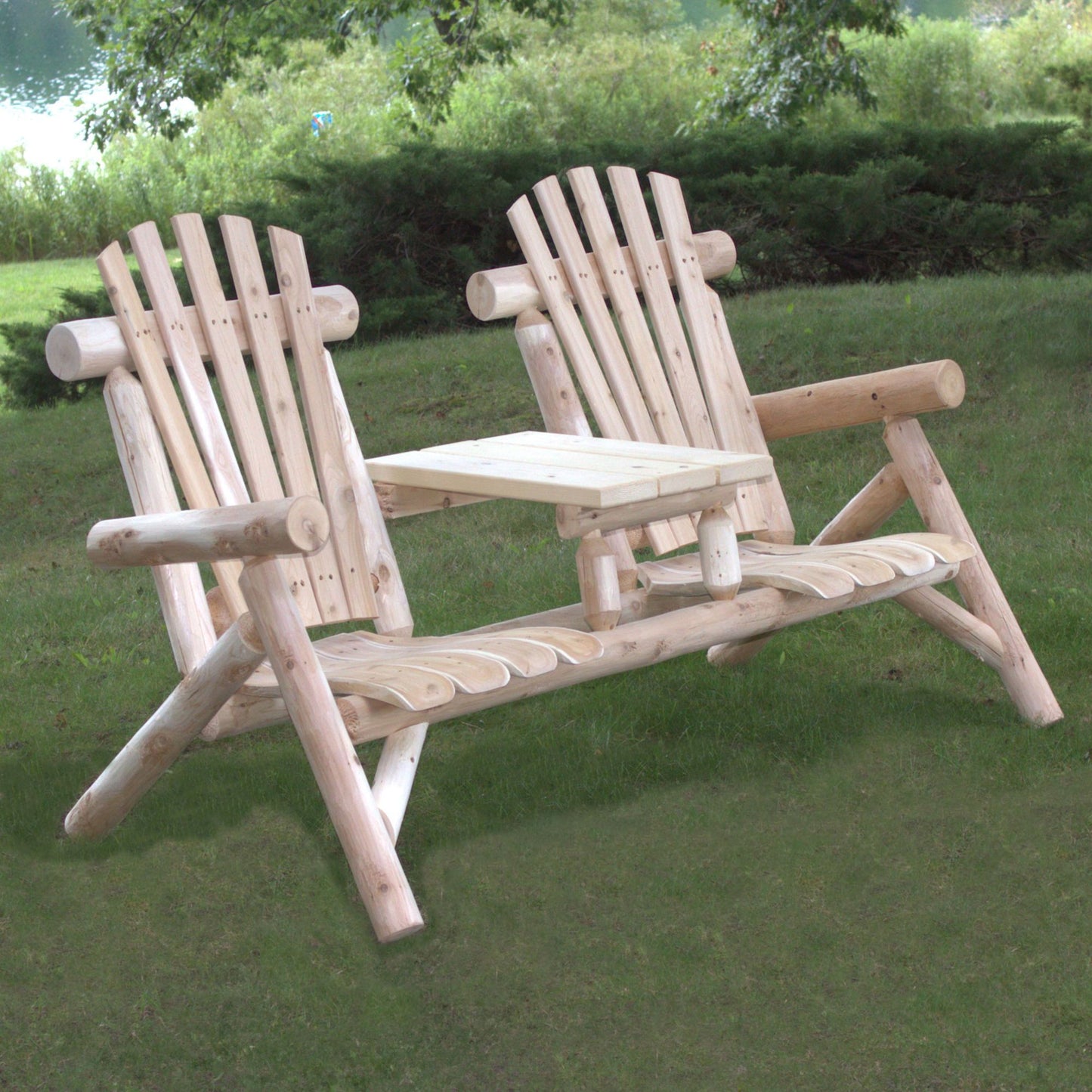 66" Natural Solid Wood Adirondack Chair-5