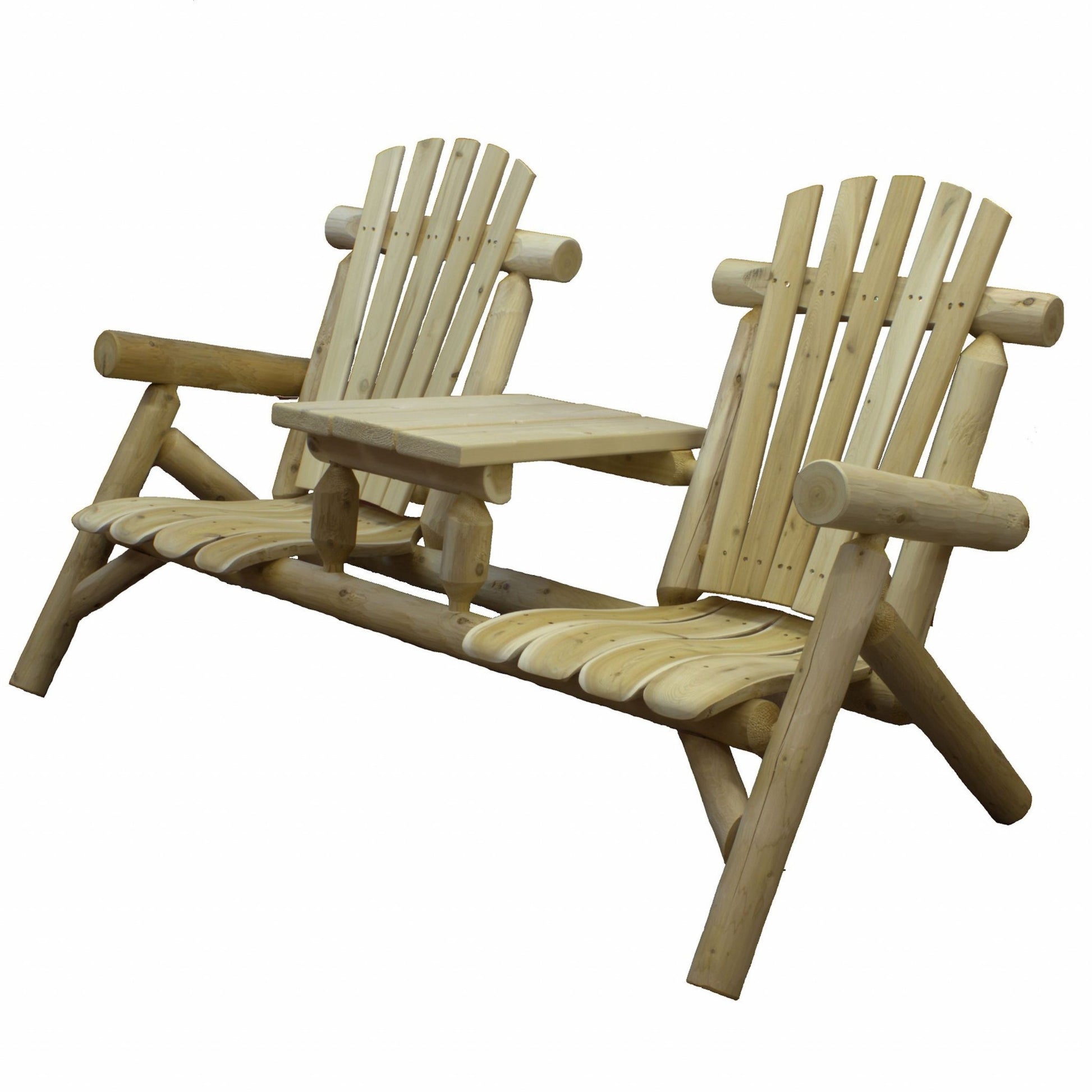 66" Natural Solid Wood Adirondack Chair-2