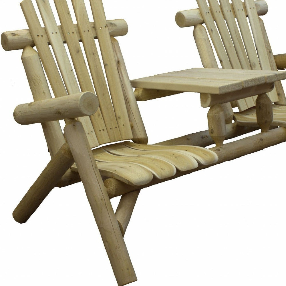 66" Natural Solid Wood Adirondack Chair-3