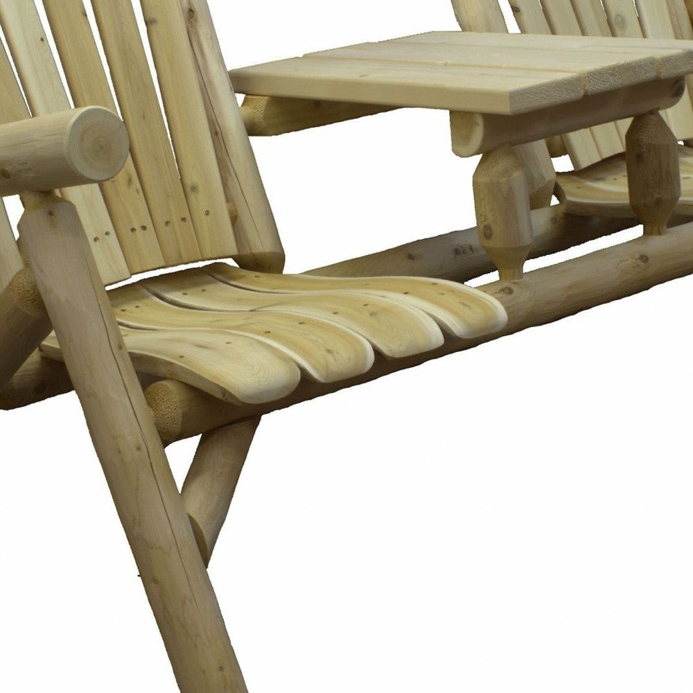66" Natural Solid Wood Adirondack Chair-4