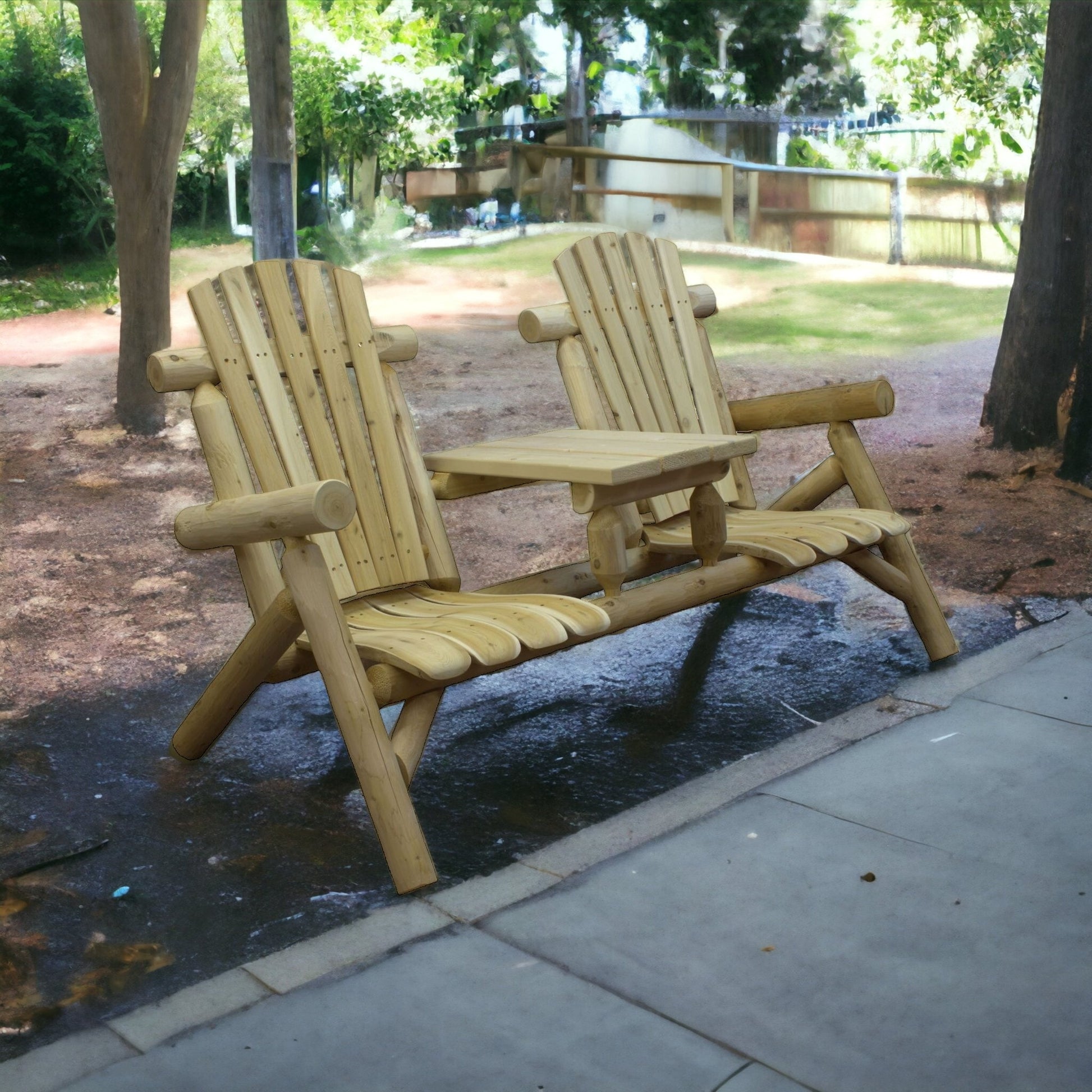 66" Natural Solid Wood Adirondack Chair-0