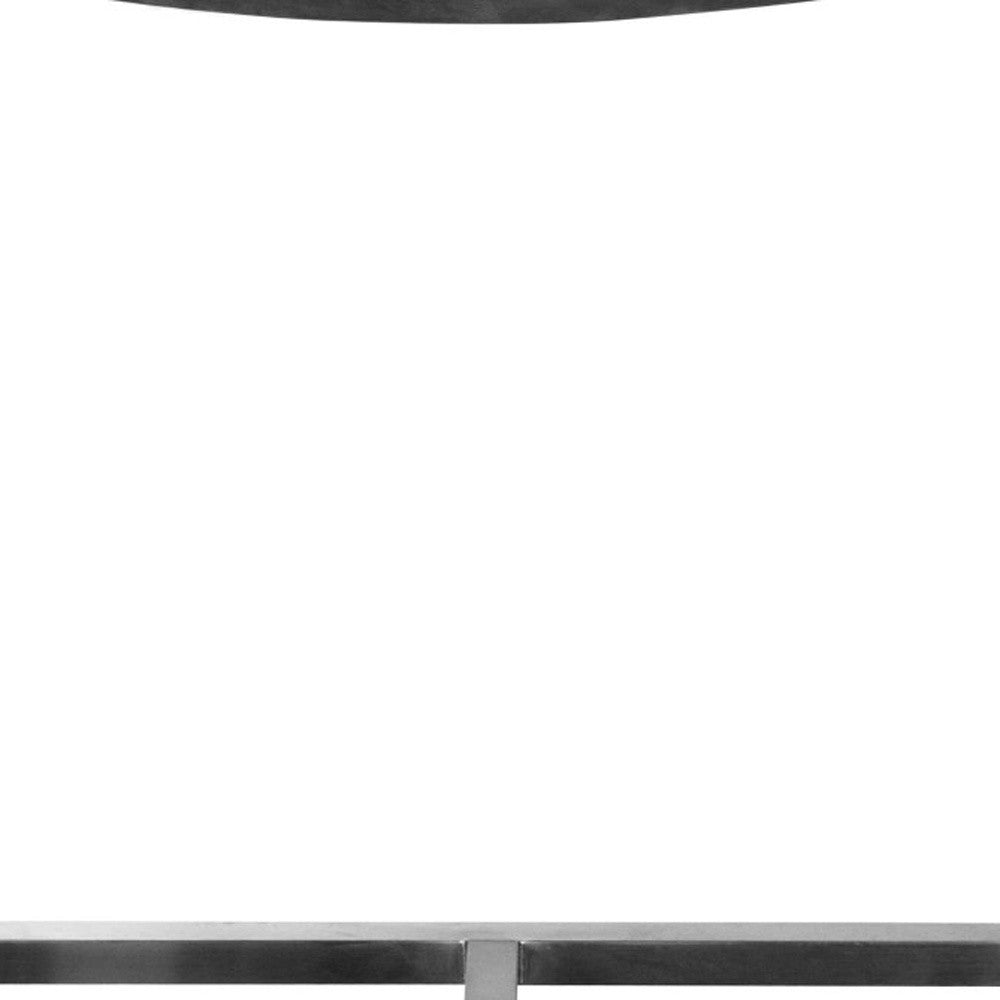 28" Brown And Silver Stainless Steel Low Back Bar Height Bar Chair-3