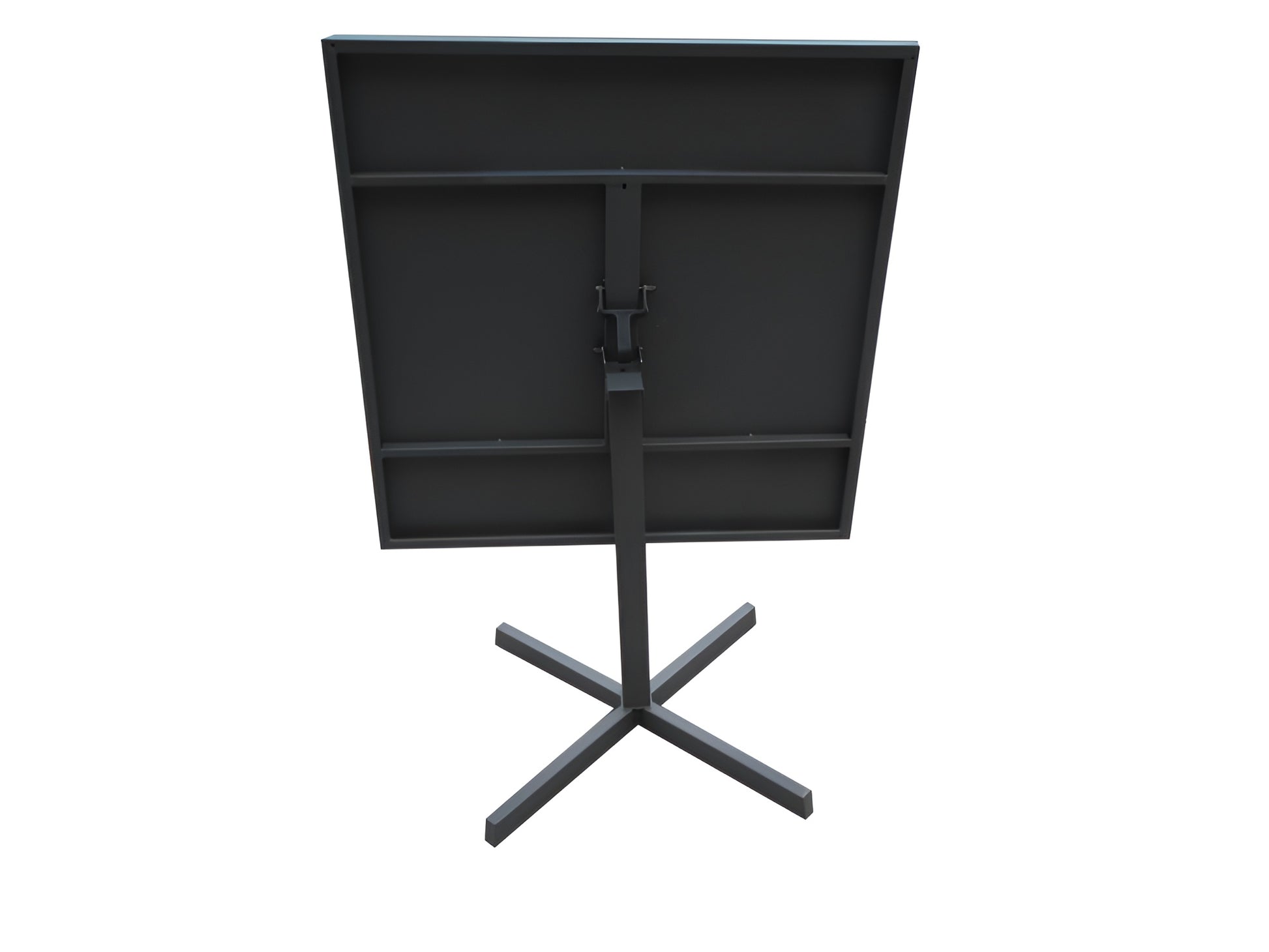 32" Gray Square Aluminum Pedestal Base Dining Table-2