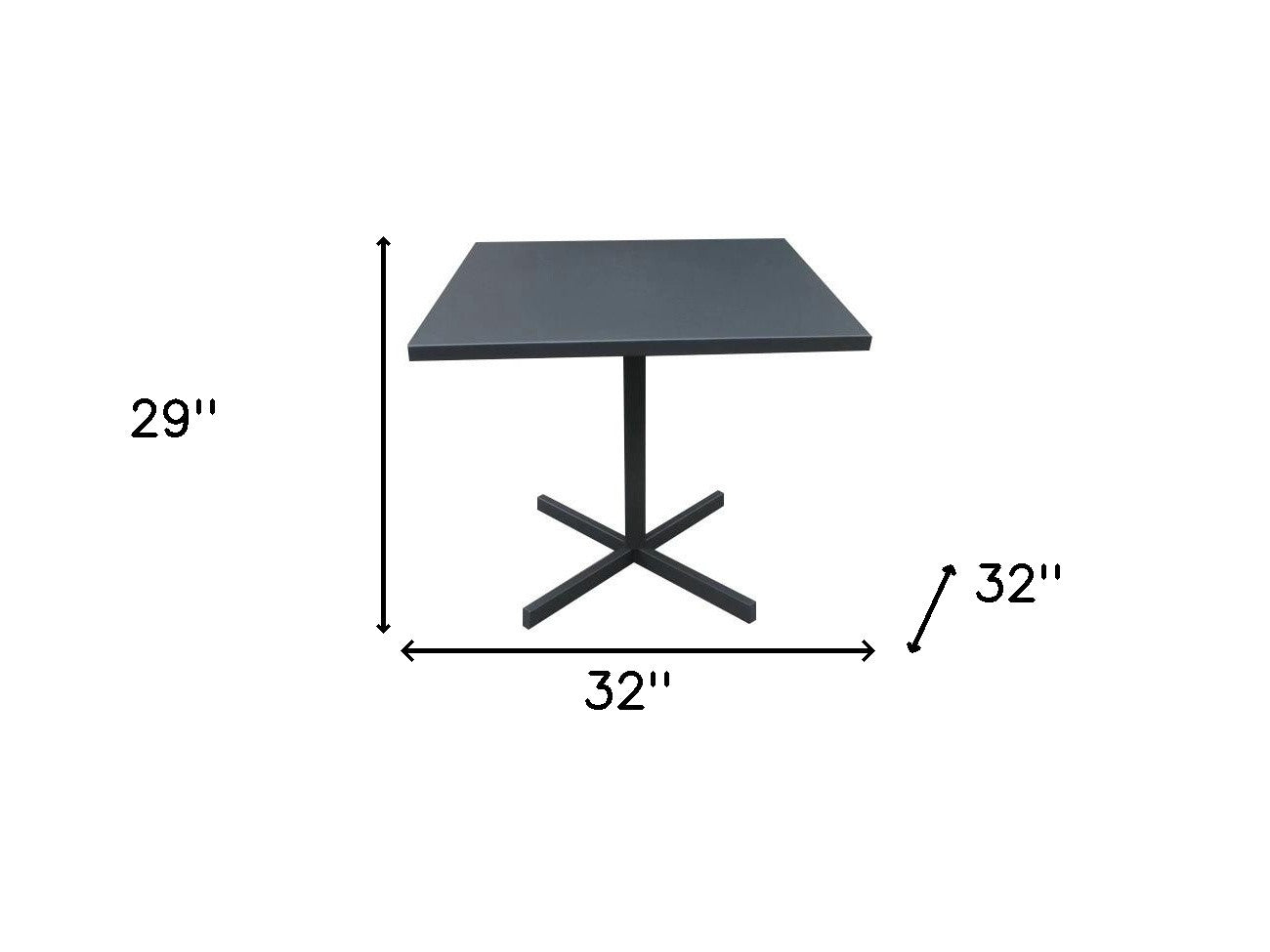 32" Gray Square Aluminum Pedestal Base Dining Table-7