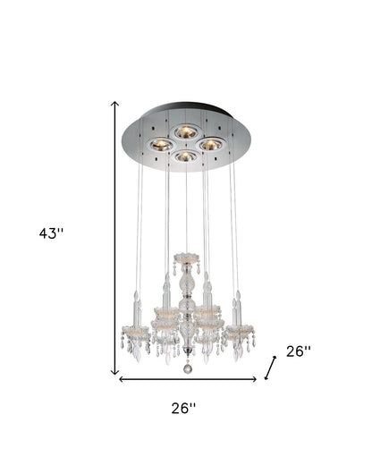 Clear Candle Style Four Light Metal and Glass Ceiling Light-5