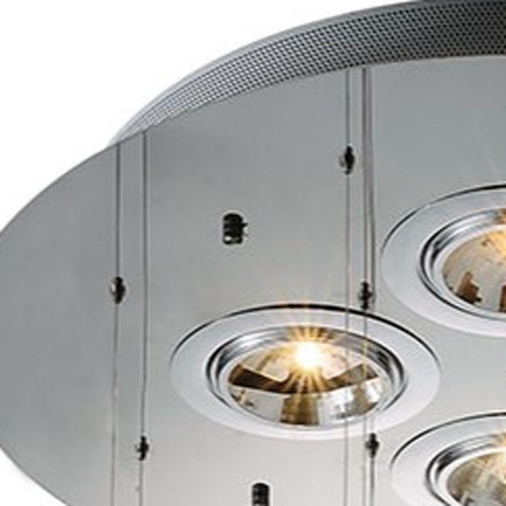 Clear Candle Style Four Light Metal and Glass Ceiling Light-2