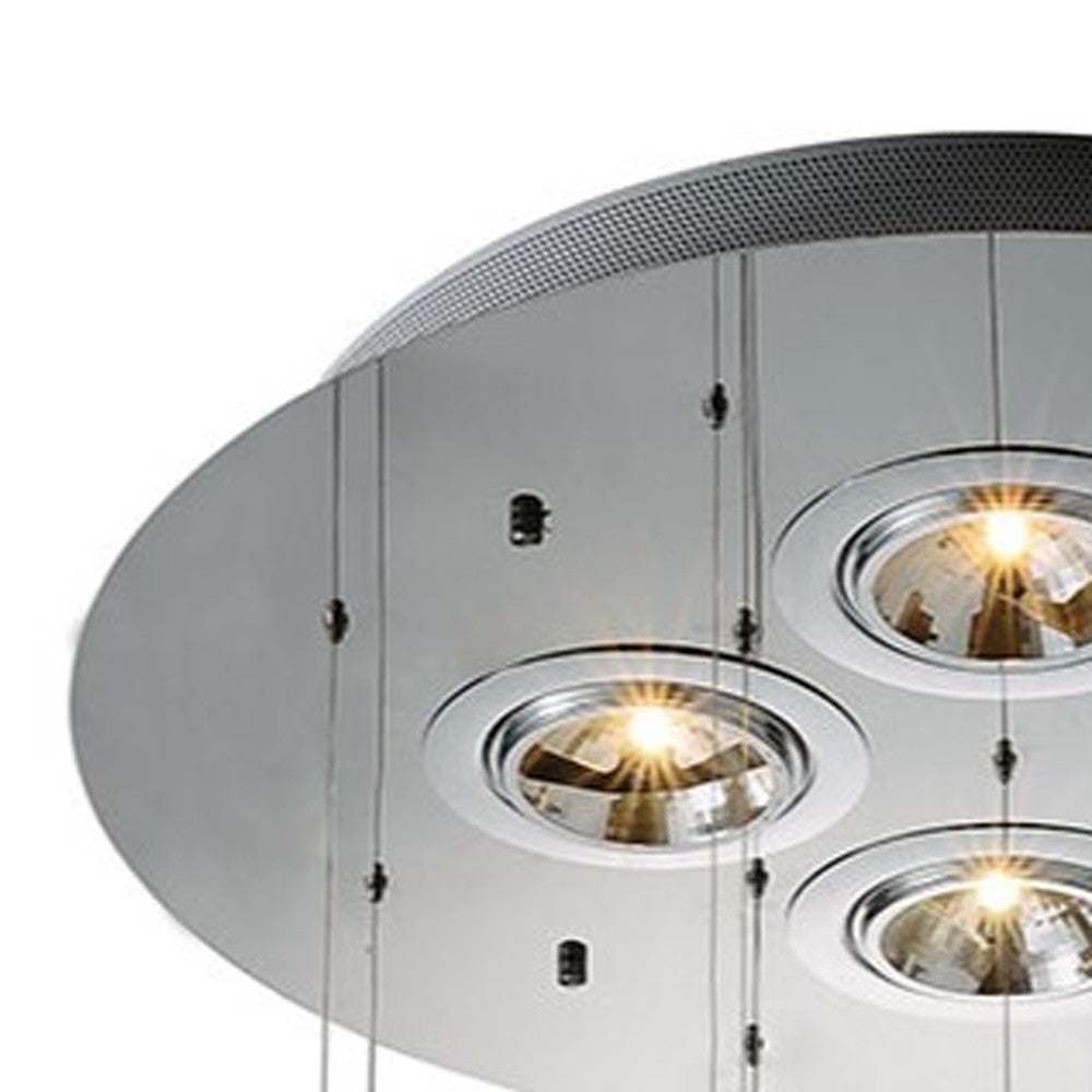 Clear Candle Style Four Light Metal and Glass Ceiling Light-3