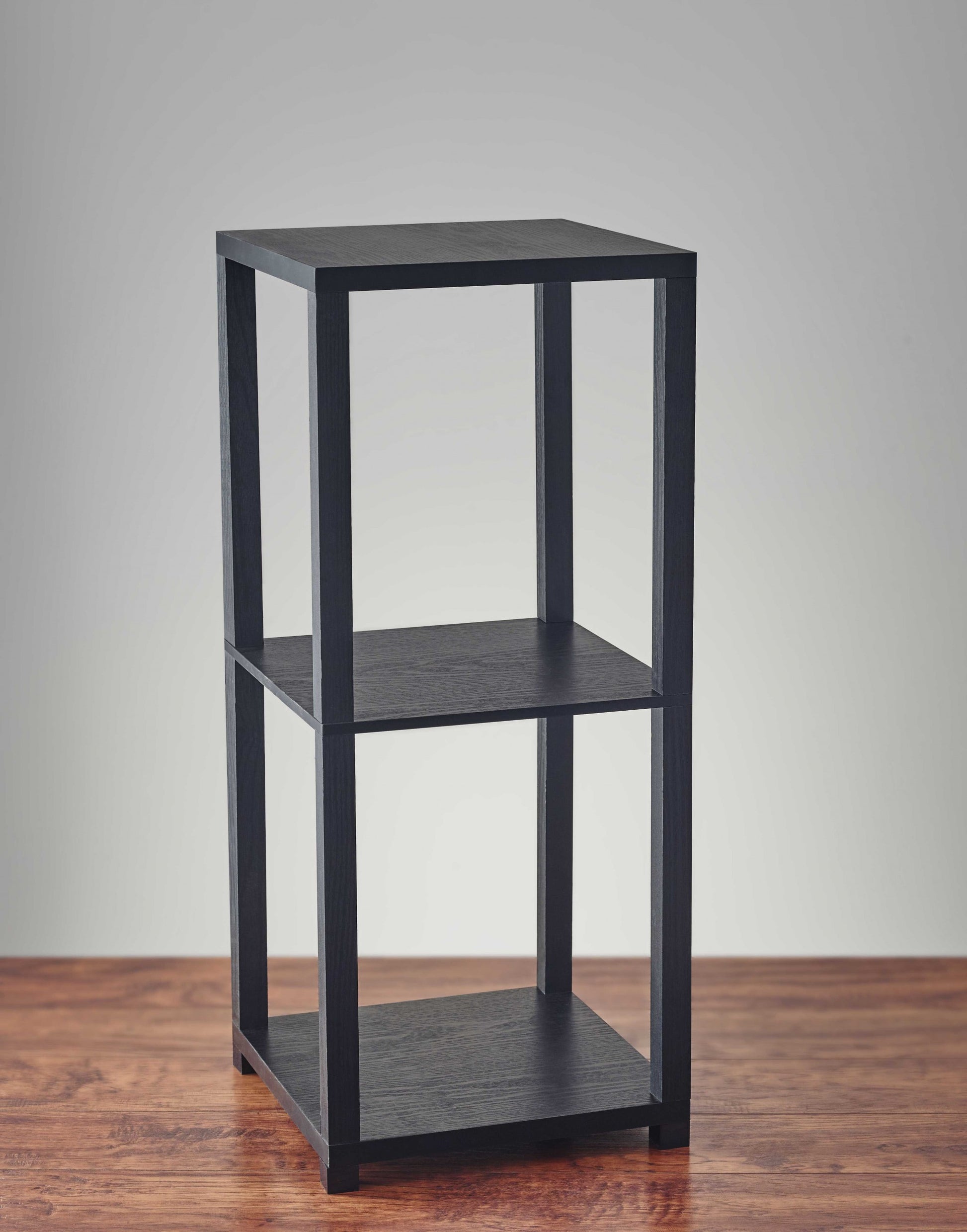 28" Black Square End Table With Two Shelves-3