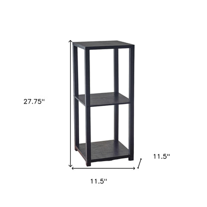 28" Black Square End Table With Two Shelves-4