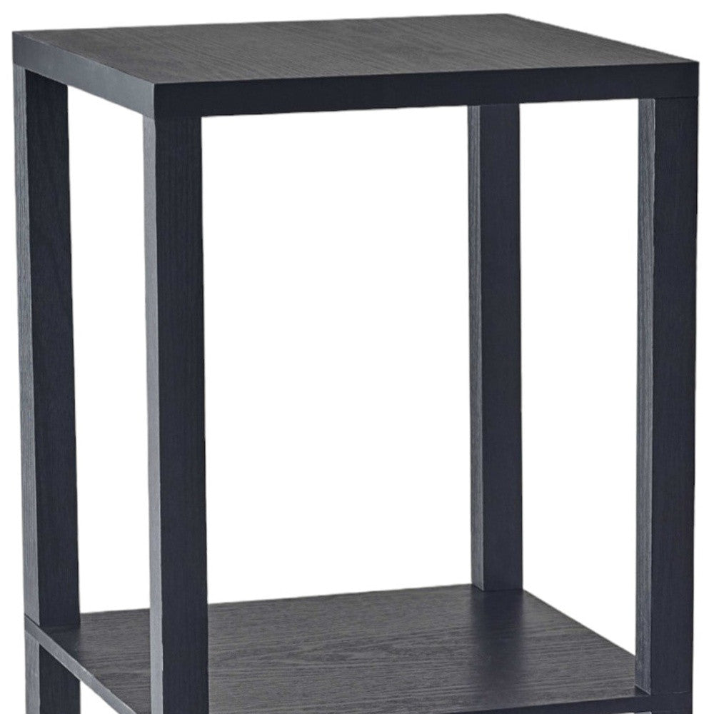 28" Black Square End Table With Two Shelves-2