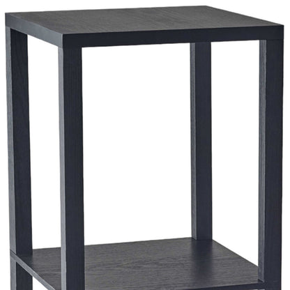 28" Black Square End Table With Two Shelves-2