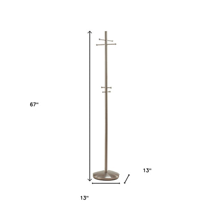 67" Brushed Steel Coat Rack-7