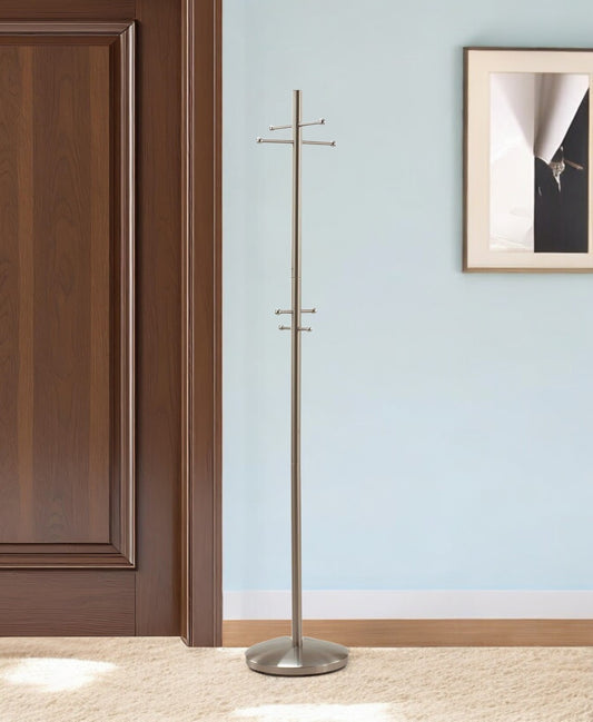 67" Brushed Steel Coat Rack-0