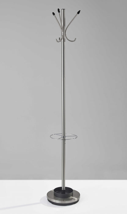 13" X 68" Brushed Steel Brushed Steel Stand  Coat Rack-6