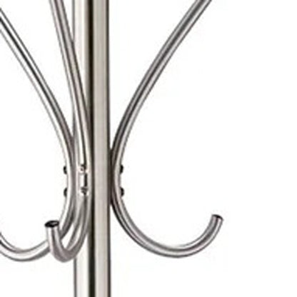 13" X 68" Brushed Steel Brushed Steel Stand  Coat Rack-4