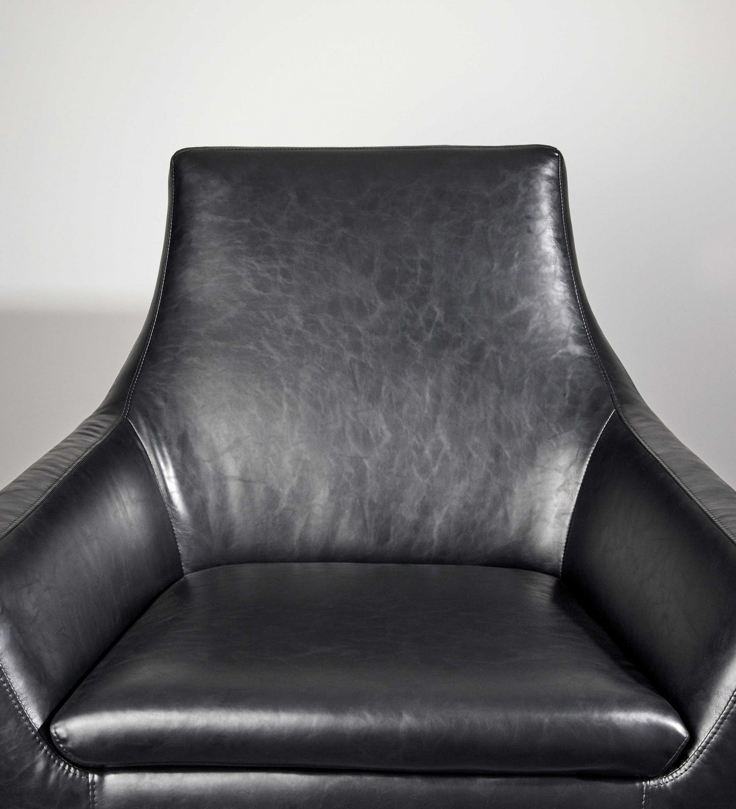 33" Black and Silver Faux Leather Distressed Arm Chair-4