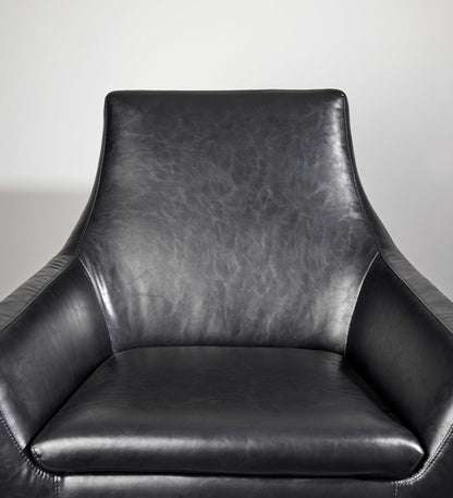 33" Black and Silver Faux Leather Distressed Arm Chair-4