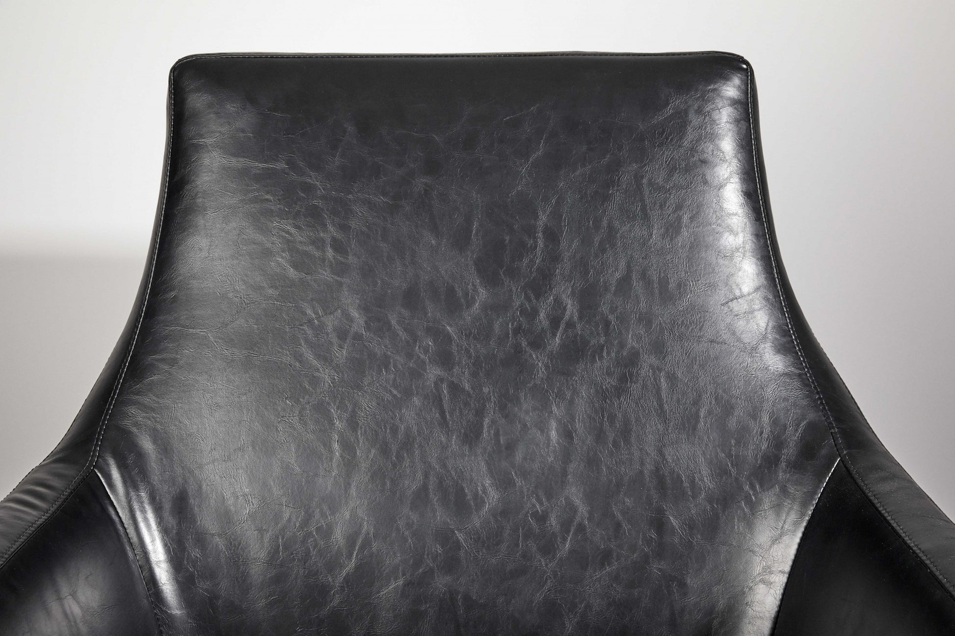 33" Black and Silver Faux Leather Distressed Arm Chair-5