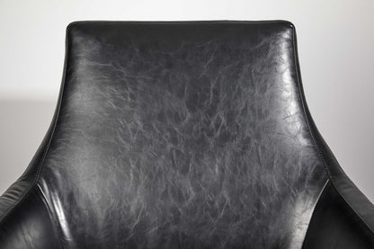 33" Black and Silver Faux Leather Distressed Arm Chair-5