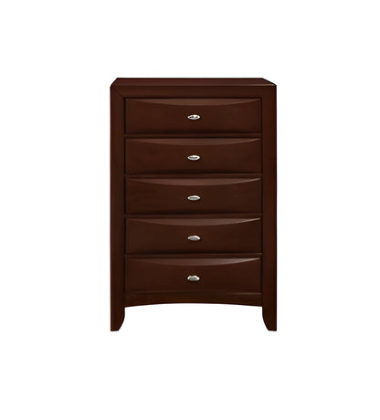 32" Espresso Solid Wood Five Drawer Chest-1