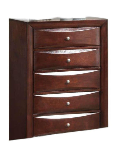 32" Espresso Solid Wood Five Drawer Chest-2